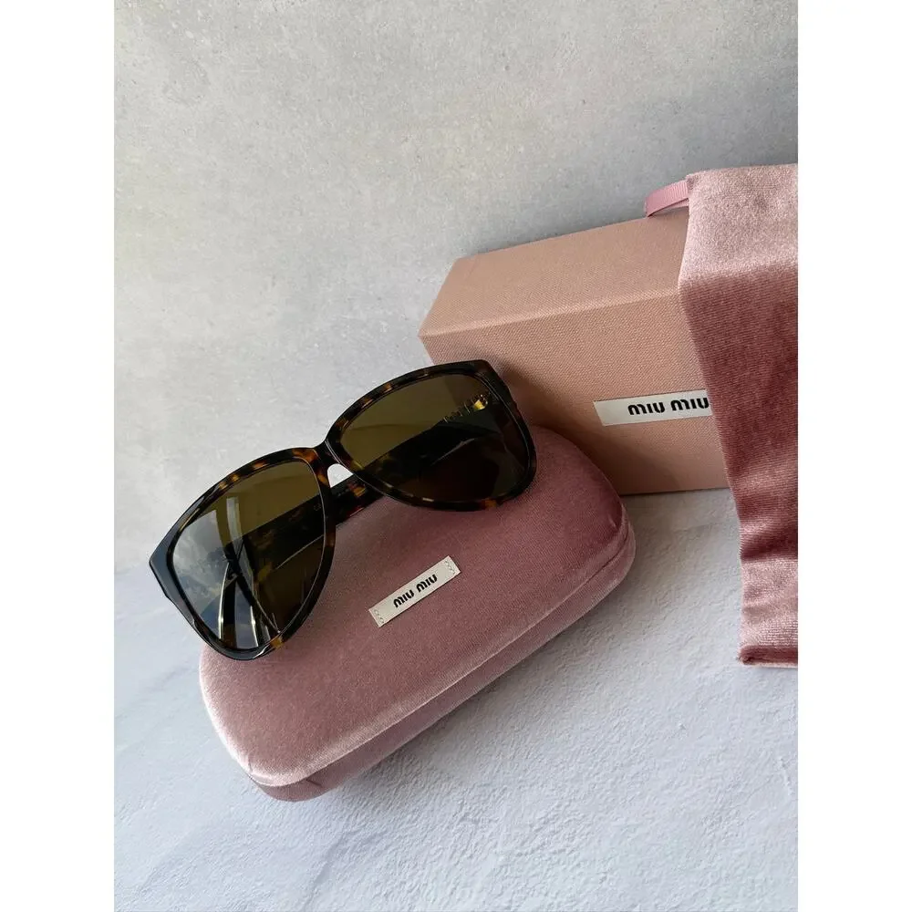 NEW Miu Miu MU A08S Brown Havana Oversized Sunglasses $578